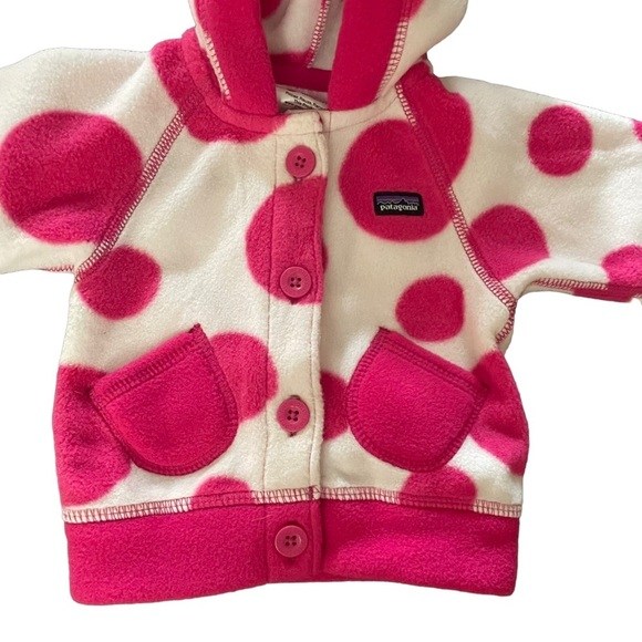 Patagonia 3M Fleece Pink & White Polka Dot Sweater - Picture 2 of 11